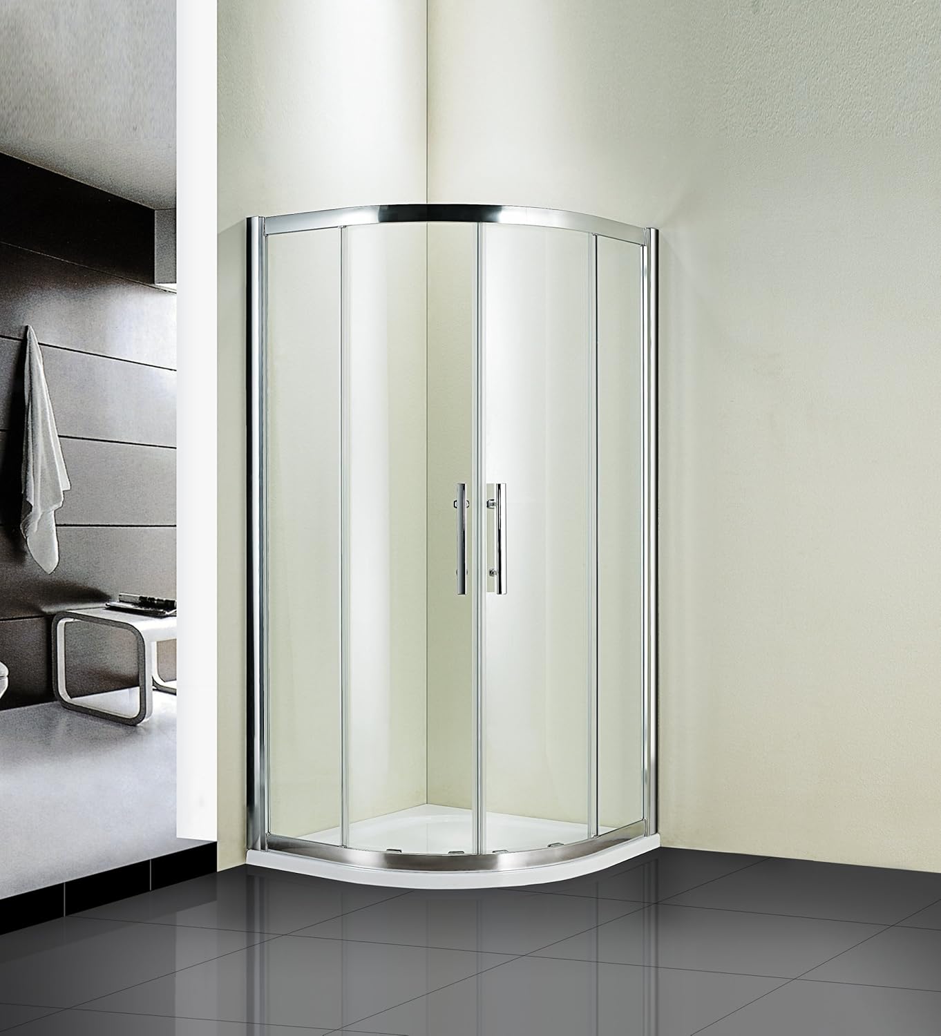 DSS 800 Walk in Shower Enclosure Quadrant Cubicle Corner Stone Tray Bathroom & Free
