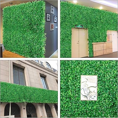 Miniatura 5 de Finderomend Paquete de 12 paneles de pared de césped, hojas de Milán, telón de fondo de pared de seto de boj artificial, 24 x 16 pulgadas, telón de