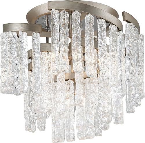 Mont Blanc 5-Light Semi-Flush Mount - Modern Silver Leaf Finish - Hand-Crafted C