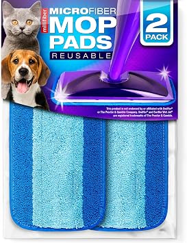 Millifiber Reusable Mop Pads for Swiffer WetJet Mops 2 Pack, Blue | Washable wet mopping cloths, microfiber replacement refills, hardwood floor cleaning pads