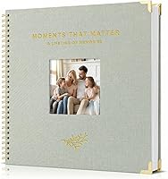 ZICOTO 10x10 Linen Scrapbook Photo Album - Premium 40-Page Blank Guest Book for Weddings, Babies, Family Memories