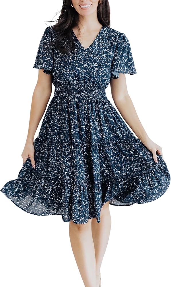 Amazon.com: Mikarose Women's The Jemma Flutter Sleeve Smocked Waist Tiered Skirt Modest Knee Length Dress (Medium, True Blue) : Clothing, Shoes & Jewelry Amazon.com: Mikarose Women's The Jemma Flutter Sleeve Smocked Waist Tiered Skirt Modest Knee Length Dress (Medium, True Blue) : Clothing, Shoes & Jewelry