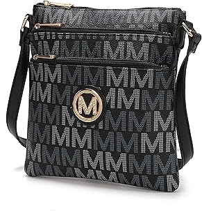 MKF Crossbody Bag for Women â€“ PU Leather Triple Zip Messenger Handbag â€“ Crossover Purse Pocketbook, Shoulder Strap Black
