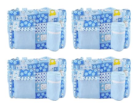 Ole Baby ABC Mother Diaper Bag Pure Cotton Baby Bag - Nappy Bag - Diaper Tote/Stroller Straps Bag/Diaper Bag/Mummy Bag/Handbag/Travel Organizer Bag/Multi-Function Jumbo Diaper Bag Pack of 4