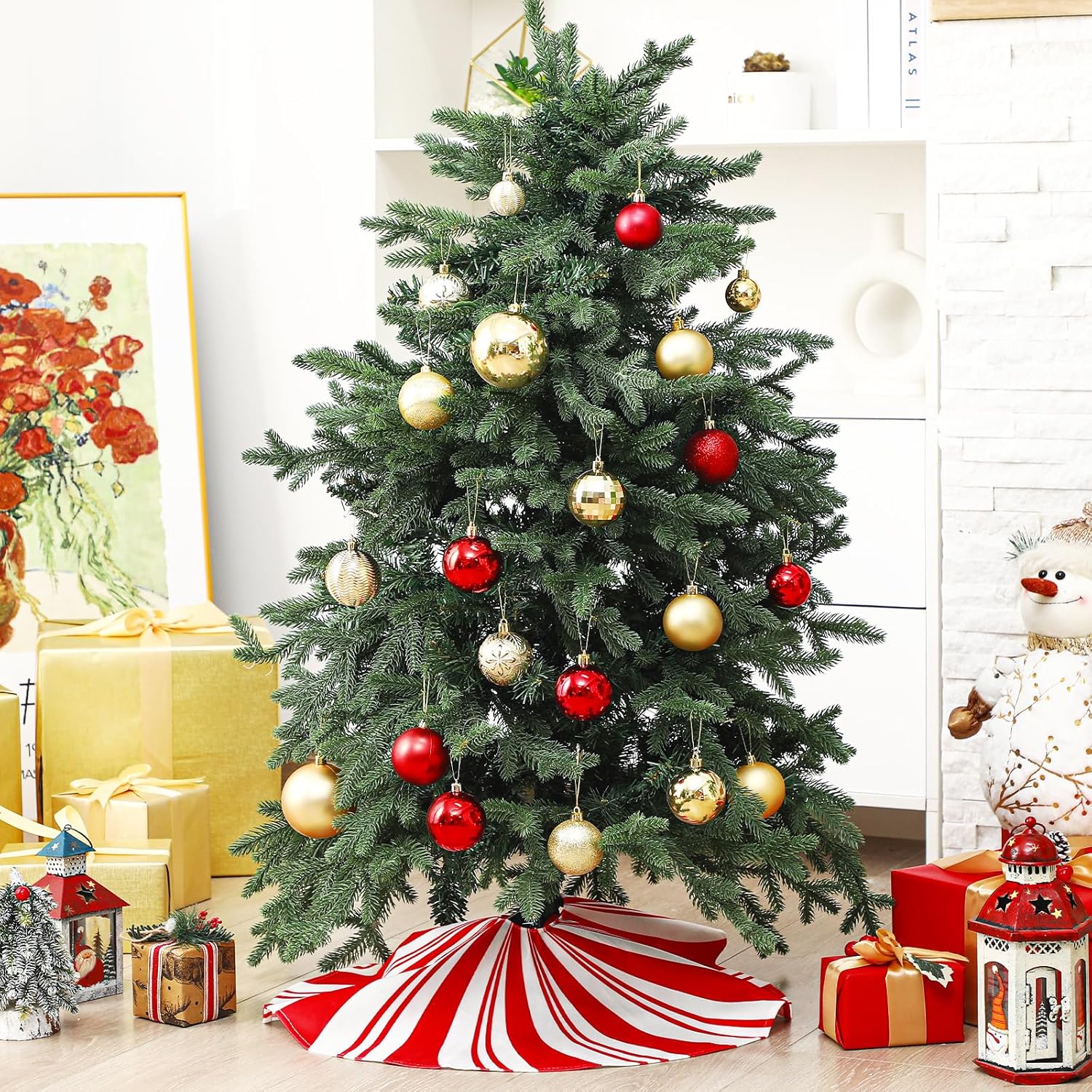 24 Inch Candy Cane Swirl Christmas Tree Skirt Red and White Christmas Tree Mat Reusable Peppermint Candy Ornaments for Xmas Winter Home Office Decoration Party Supplies