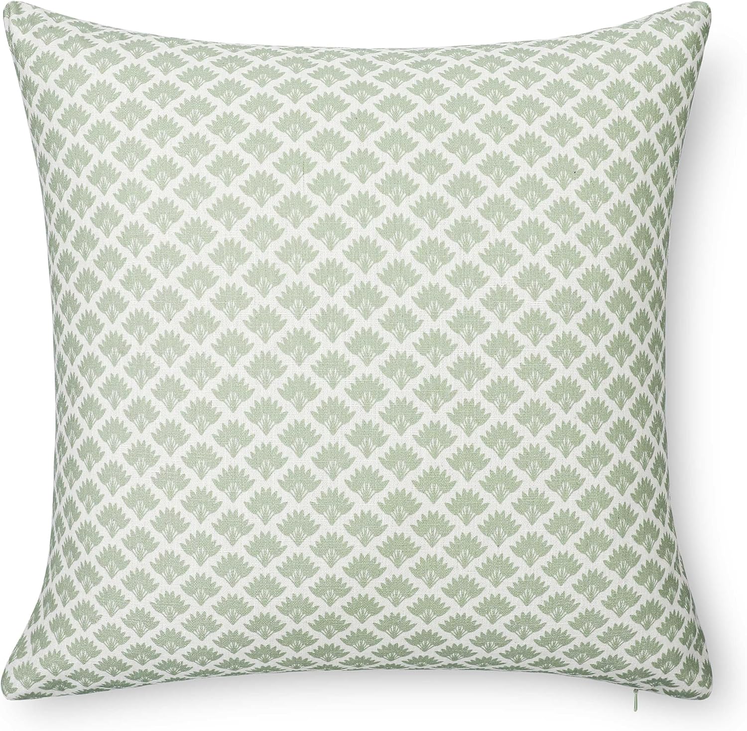 Crumbs Home Modern Farmhouse California Casual Indoor Outdoor Throw Pillow Cover, 20"x20" Water Repellent for Patio, Backyard, Couch, Poolside, Light Green Print Ravenala Palm Tree