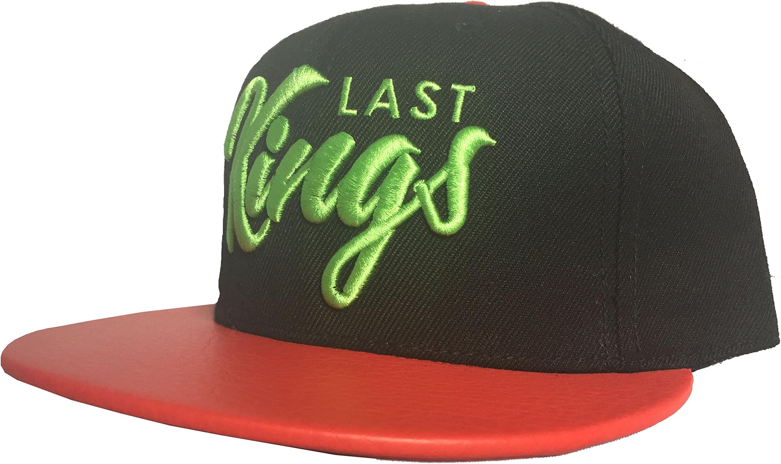 Official Last Kings 'Scripted' snapback hat. Adjustable size. (Black/Red/Green).