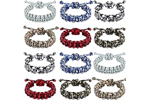 12 Pack Boys Bracelets: Adjustable Paracord Bracelets for Ages 8-12 (Vivid Colors)