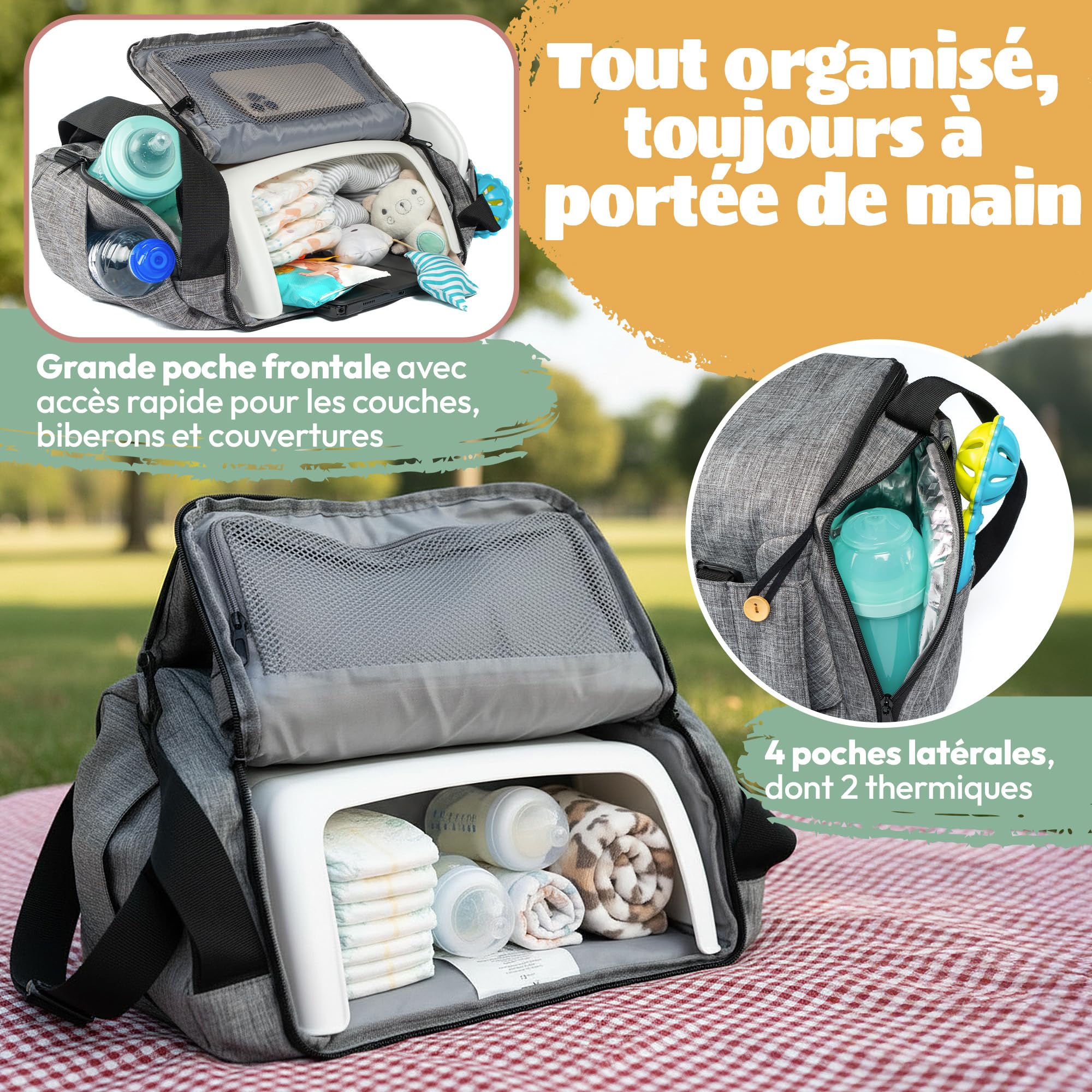 Chaise haute de voyage 2 en 1 pour bébé - Pliable, légère, imperméable - Design robuste - Capacité XXL - Sac de transport inclus - Siège sécurisé pour les repas KSIBE