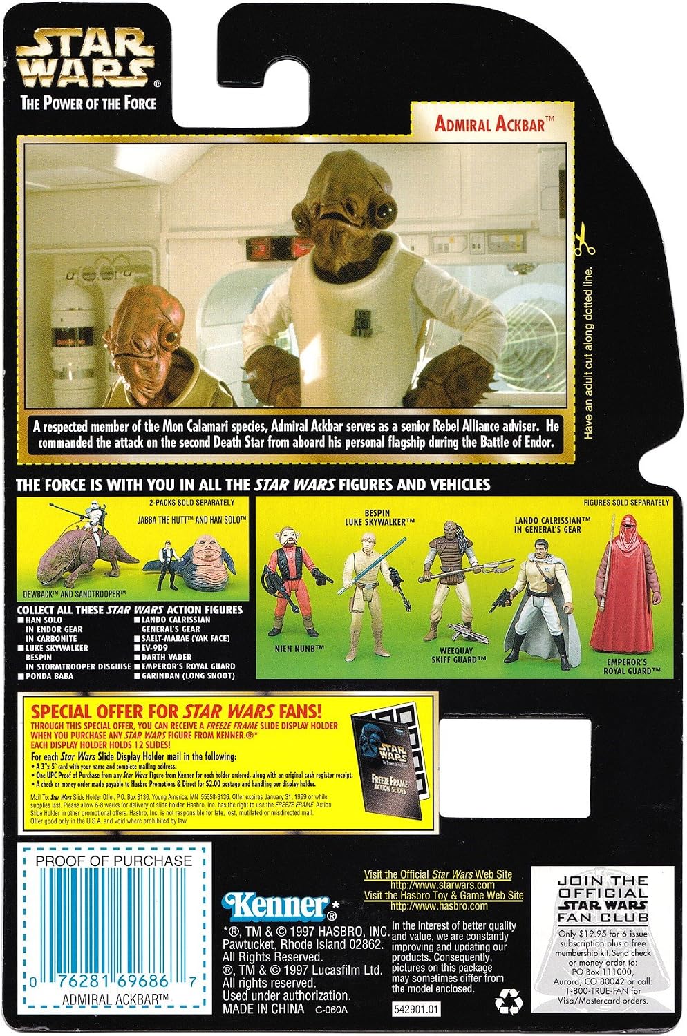 Star Wars Power of The Force Freeze Frame Admiral Ackbar