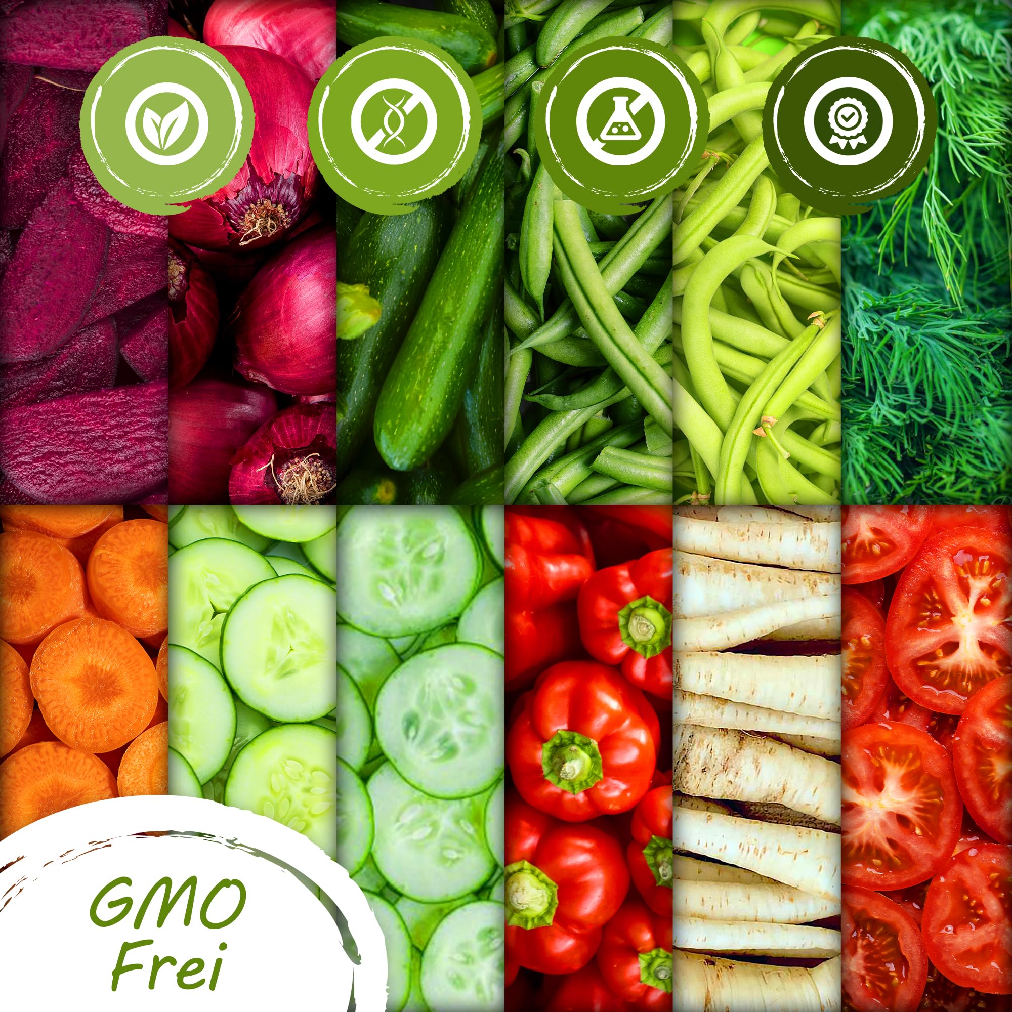 Gemüse Samen Set 55 Premium Sorten Gemüse, Saatgut für Gewächshaus, Garten, Balkon, Küche, Hochbeet, Wassermelone, Kürbis, Zucchini, Kürbisgewächse, Anzuchtset Samen Gemüse Pflanzen