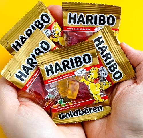 Miniatura 6 de Haribo Gummy Bears - 100 mini paquetes de aperitivos envueltos individualmente a granel  Gomitas Haribo Gold tamaño divertido con tarro de plástico