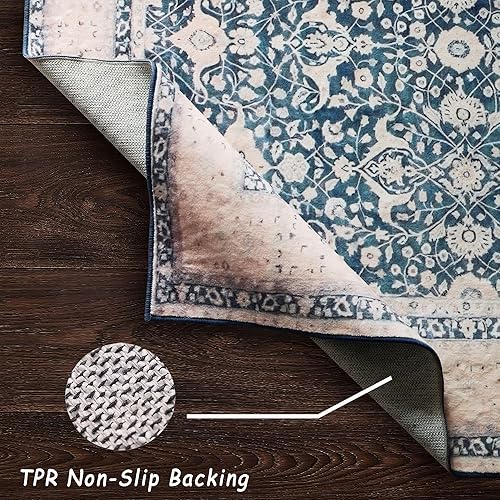 Miniatura 5 de vivorug Alfombra de 4 x 6 pies, alfombra de área pequeña para sala de estar, dormitorio, cocina, lavable a máquina, antideslizante, alfombra floral