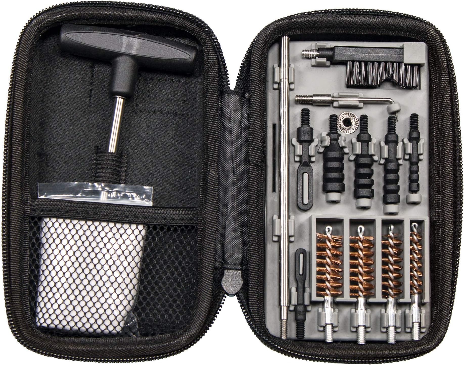 Compact Pistol Cleaning Kit for 9mm, 10mm, .22, .357, .38, .40 and .45 Caliber Handguns with Storage Case