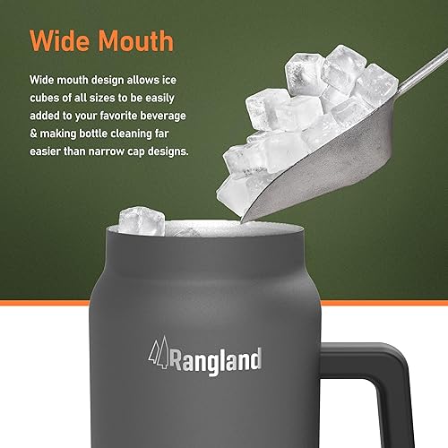 Miniatura 6 de Vaso de 64 onzas con asa y tapa con popote, botella de agua de metal aislada con soporte para bolsa de transporte y correa para el hombro (boca