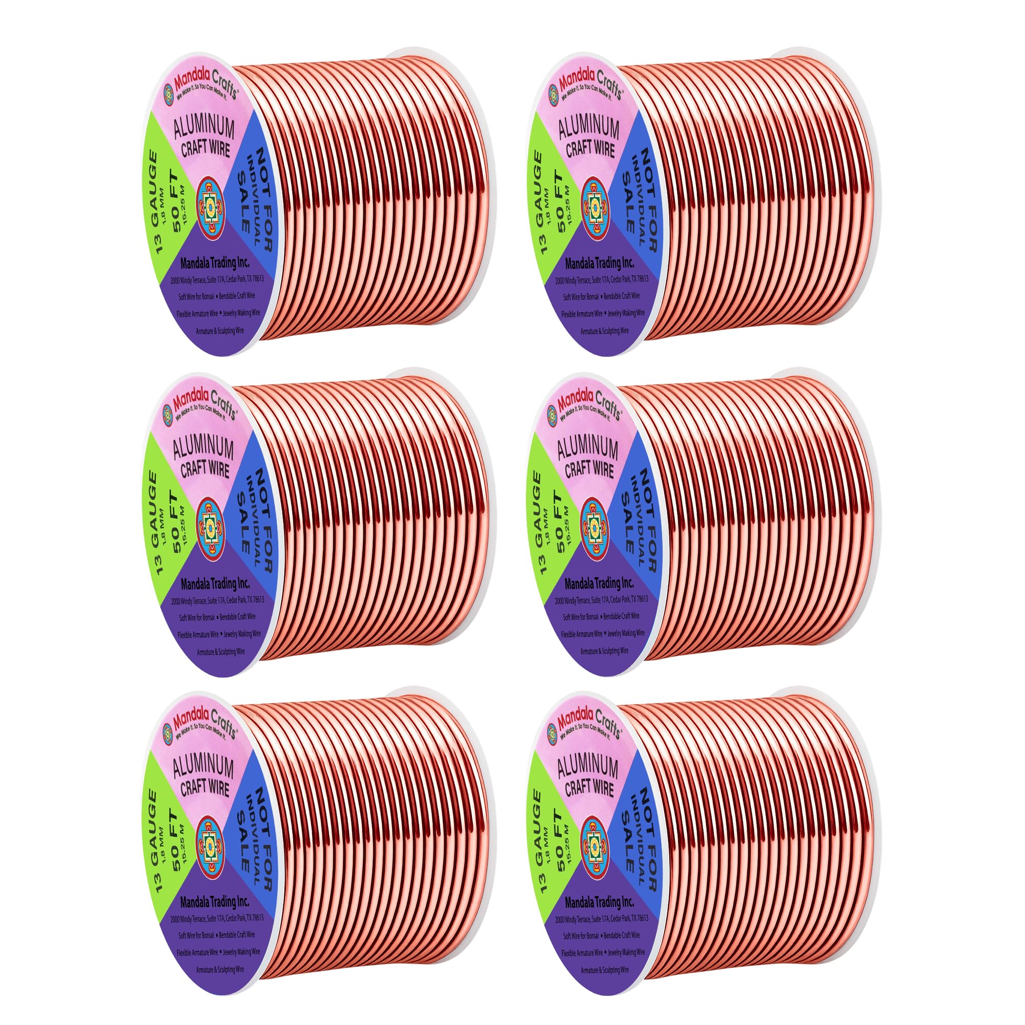 Mandala Crafts 13 Gauge Rose Gold Tone Combo Anodized Aluminum Craft Wire