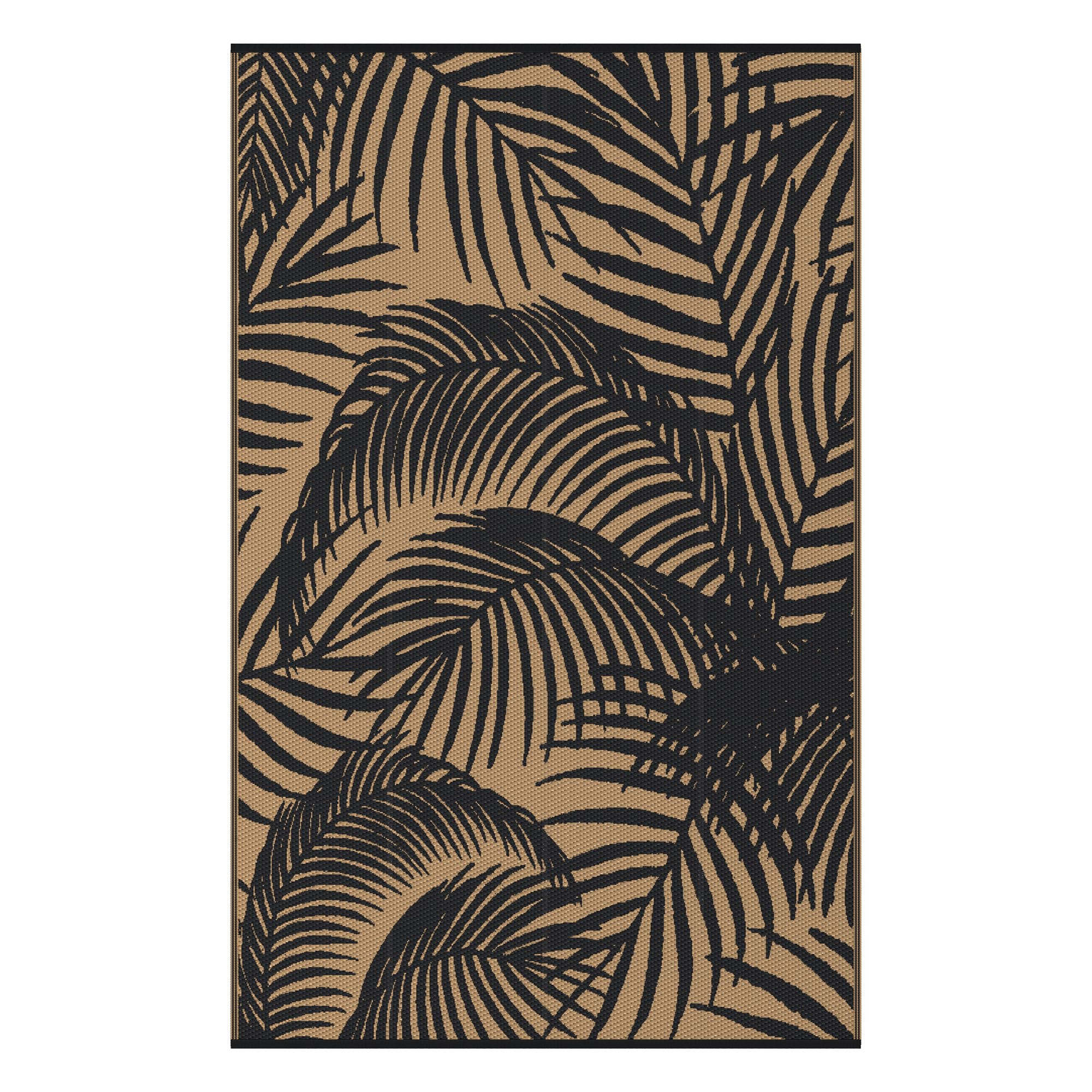 GENIMO Dywan zewnętrzny 150 x 240 cm, liść botaniczny, wodoodporny, dwustronny dywan ogrodowy, nadaje się do prania, dywan na patio, tworzywo sztuczne z recyklingu, nowoczesna mata zewnętrzna do drzwi