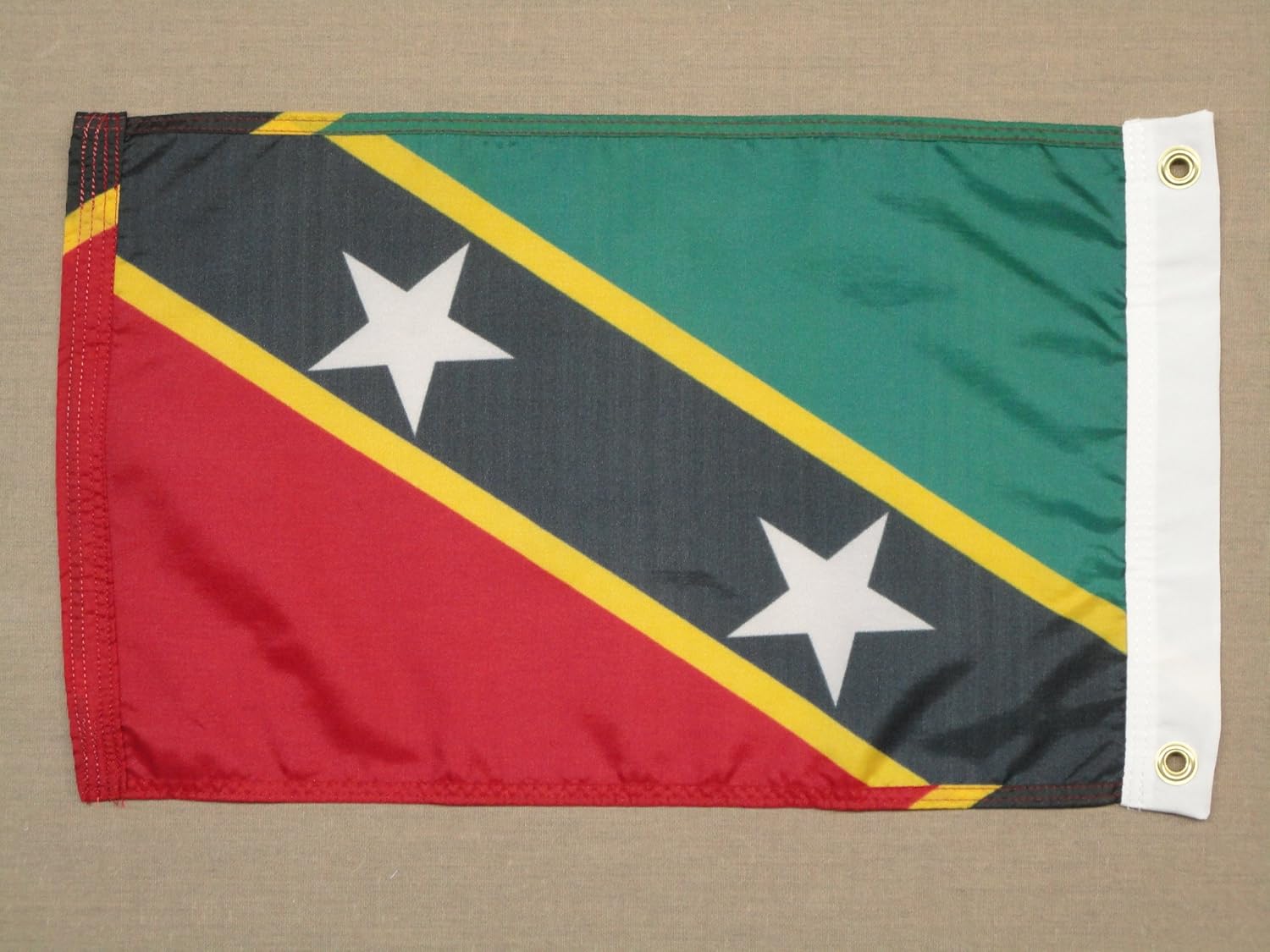 St. Kitts Nevis Indoor Outdoor Dyed Nylon Boat Flag Grommets 12" X 18"