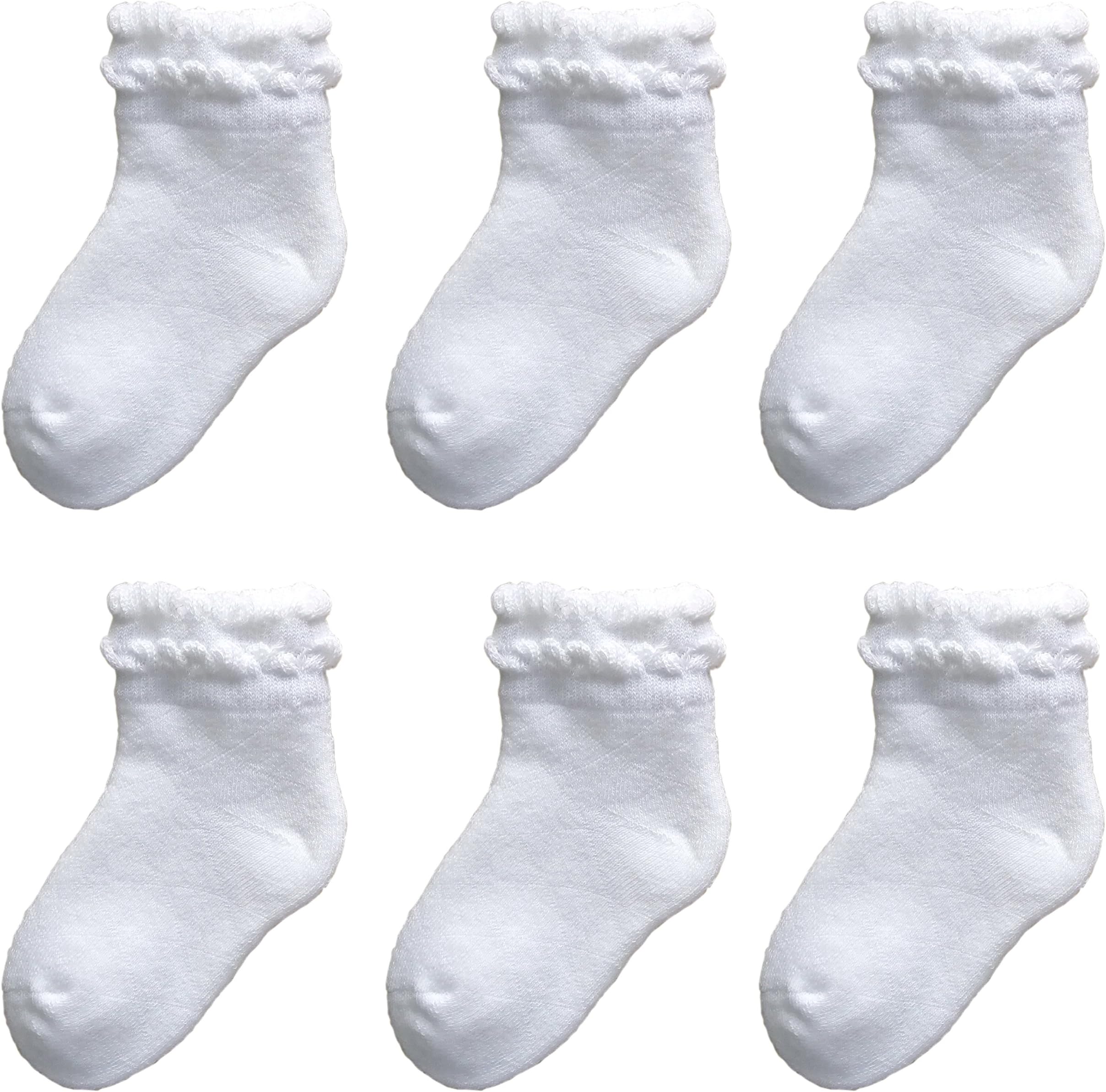 Baby Socks 6-Pack (White, 0-6M)