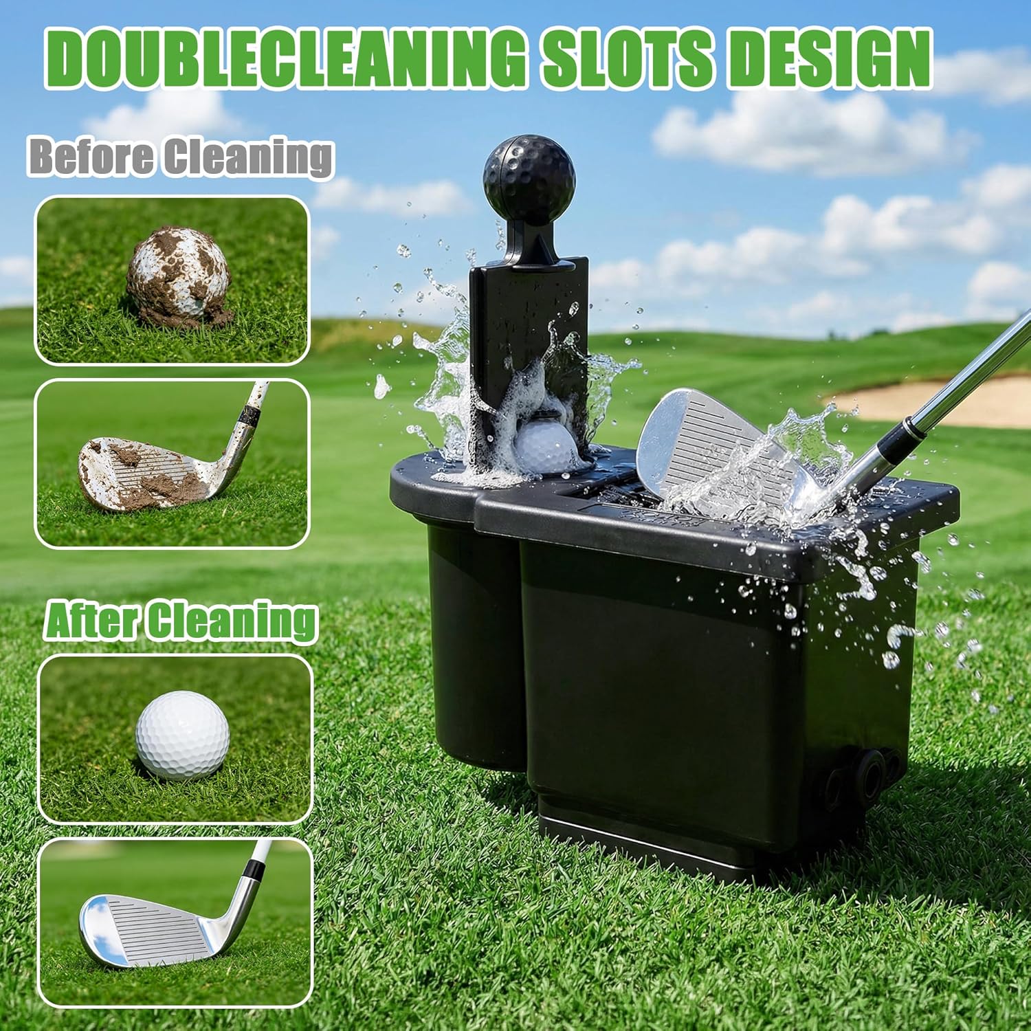 10L0L Golf Cart Ball Washer and Club Cleaner Kit, Detachable Golf Club Head and Ball Washer Golf Cleaner for EZGO Club Car Yamaha