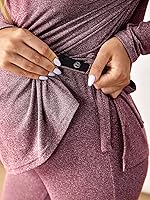 Vista 3 de OYOANGLE Conjunto de camiseta de maternidad con cuello redondo y nudo lateral para mujer