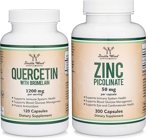 Double Wood Supplements Paquete de quercetina y zinc apoya la salud del sistema inmunológico (120 unidades de quercetina y 300 unidades de zinc)