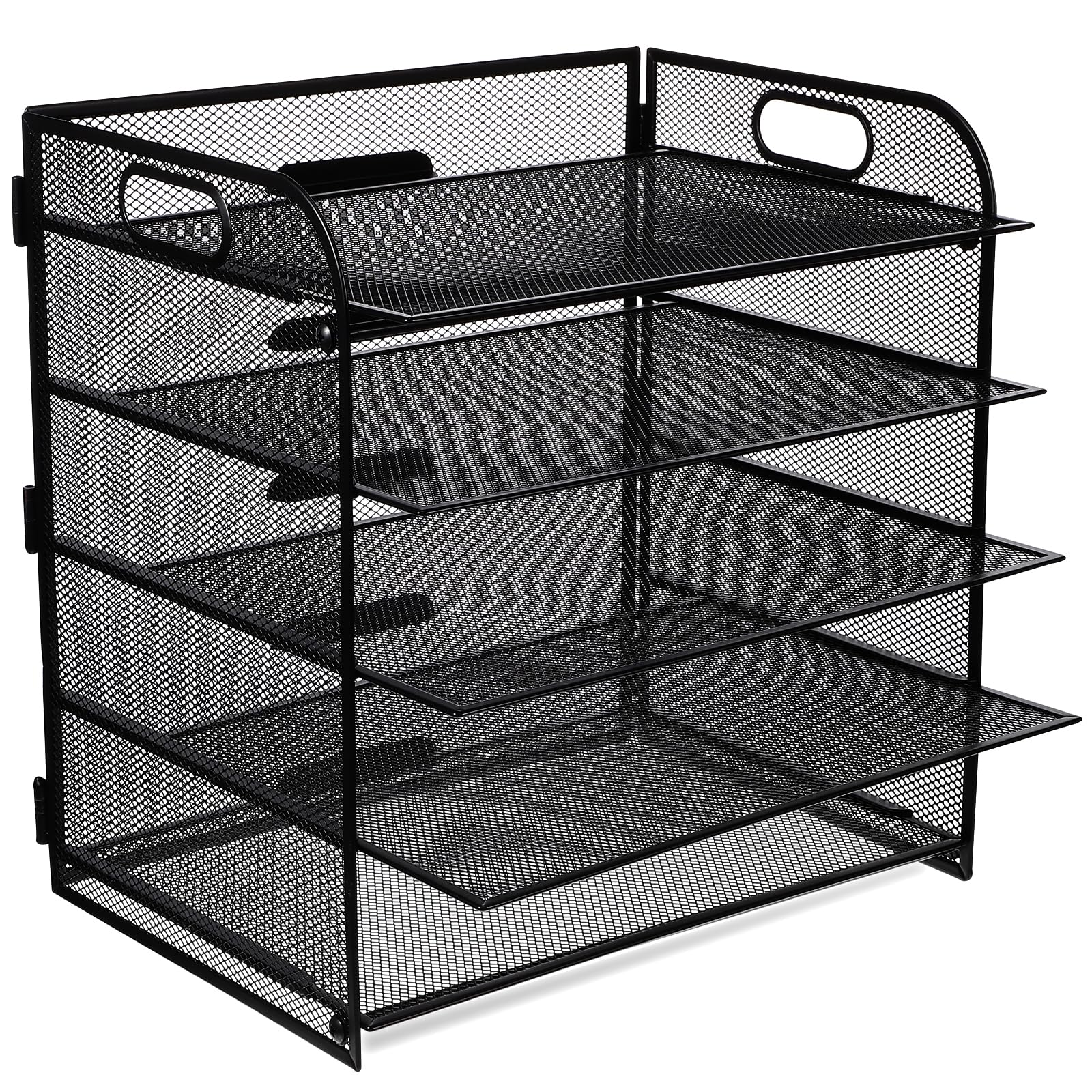 Organizzatore Portadocumenti da Tavolo 5 Livelli in Acciaio al Carbonio Nero, Scaffale per Documenti Facile da Prendere e Portatile per Ufficio e Scrivania