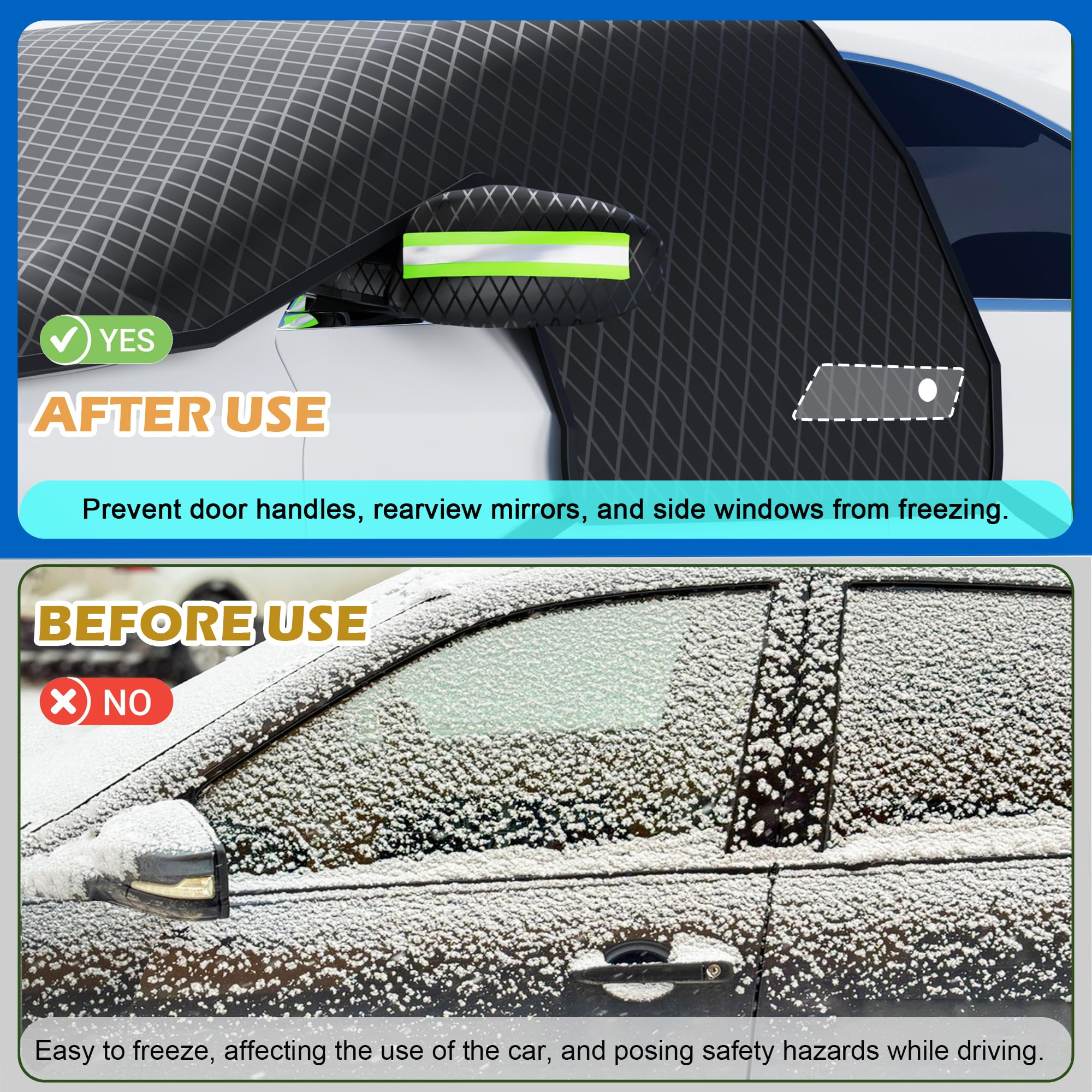 Windshield Snow Cover Car Windshield Cover for Ice and Snow Automotive Large Magnetic Windshield Frost Cover with Side — view 4