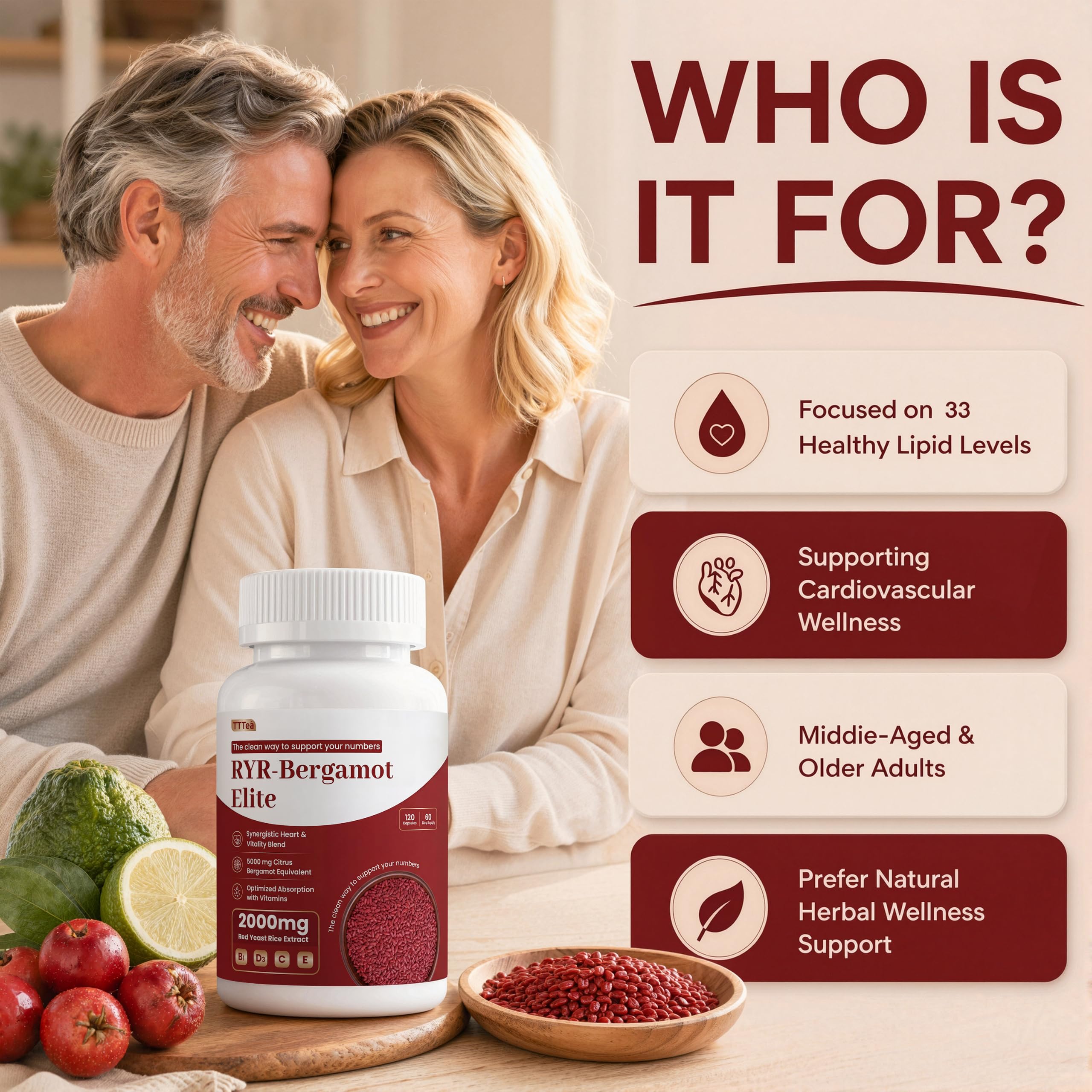 2000mg Red Yeast Rice with CoQ10 Supplement & Citrus Bergamot, 120 Capsules — Amazon image 4