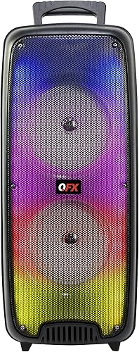 QFX LMS-66 TWS Bluetooth recargable portátil altavoz de movimiento líquido con altavoces duales de 6.5 pulgadas, comunicación EDR y luces de fiesta