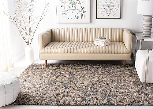 Miniatura 3 de Safavieh Florida Shag Collection SG462-1113 Alfombra afelpada de pasillo, crema y beige., Polipropileno, Gris  Beige