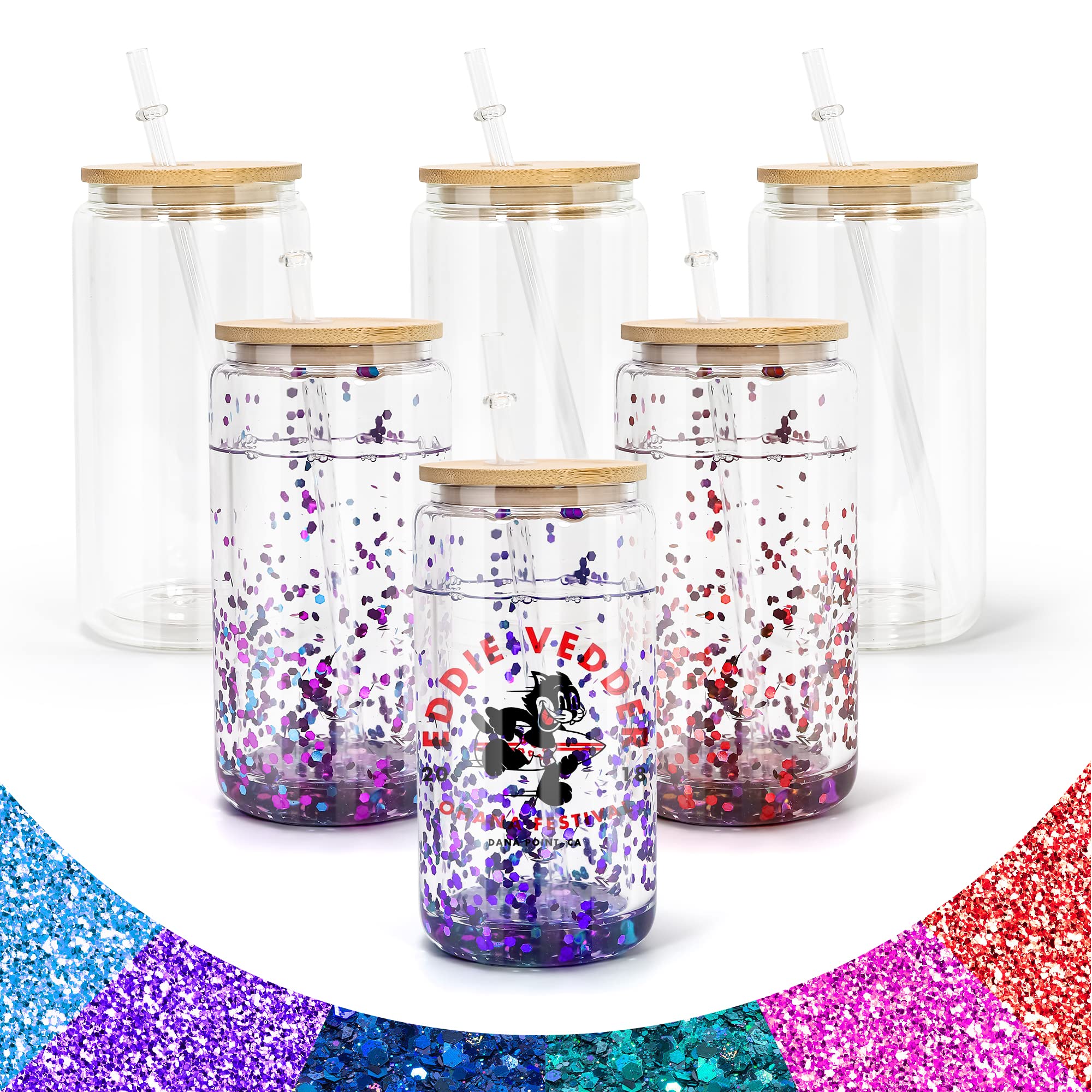 Buy AGH 16oz Snow Globe Sublimation Tumblers with Bamboo Lids Straws 6