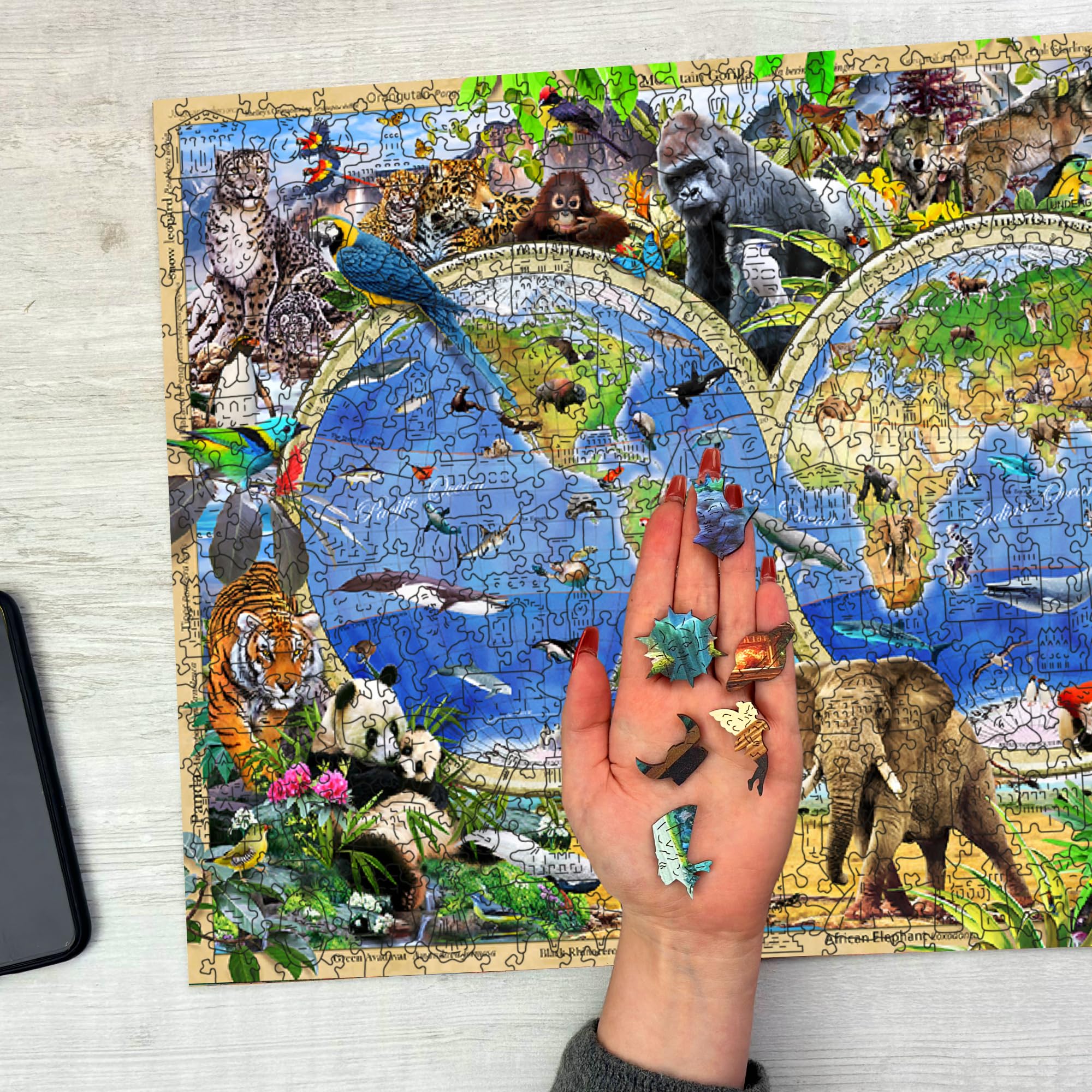 WOODEN.CITY Puzzle 1000 piezas de animales del reino, rompecabezas para adultos de madera de Howard Robinson