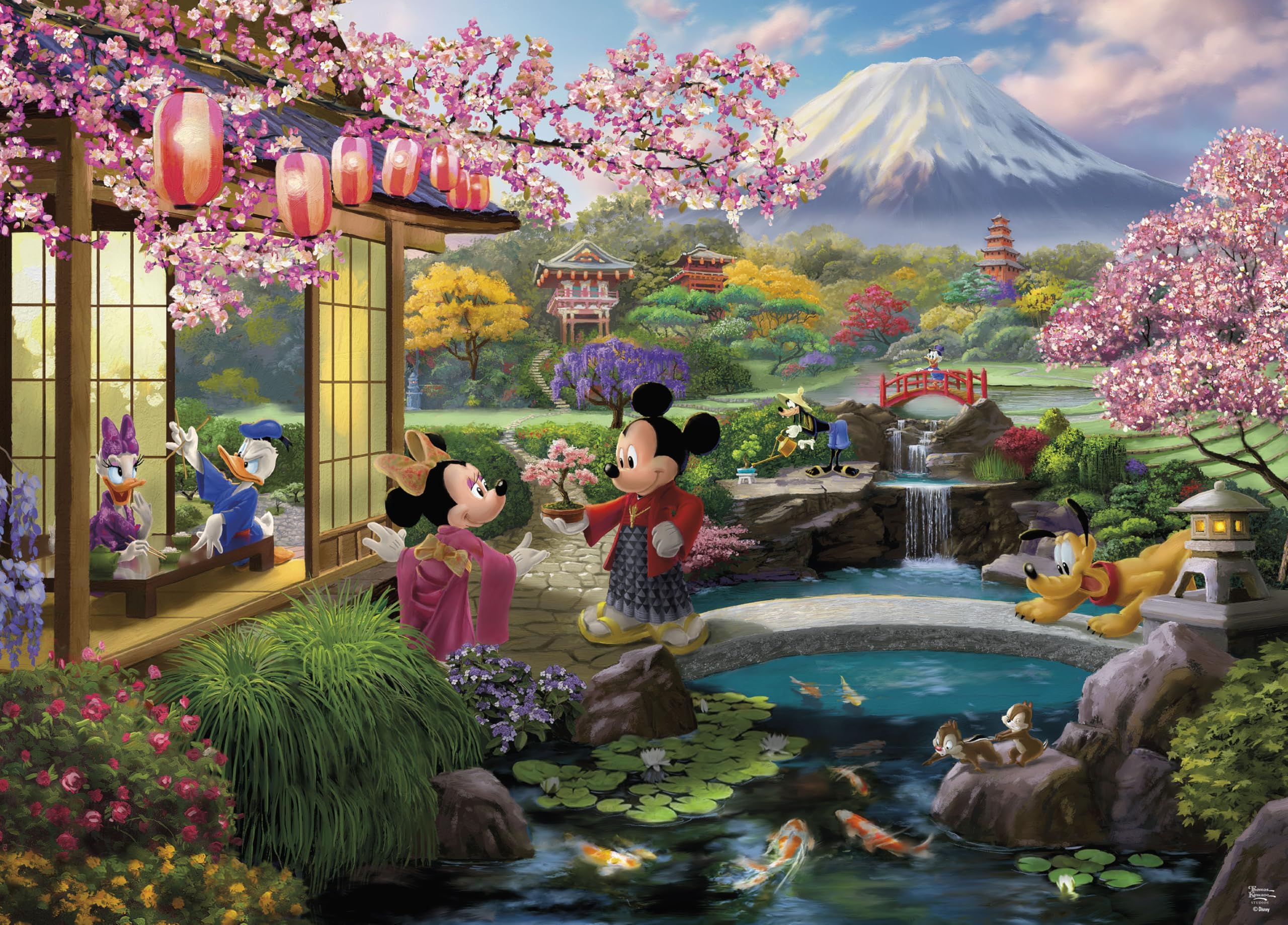 Ceaco - Disney - Thomas Kinkade - Topolino e Minnie in Giappone - Puzzle da 1000 pezzi per adulti - Puzzle impegnativo perfetto per serate di gioco - Dimensioni finite 26,5 x 19