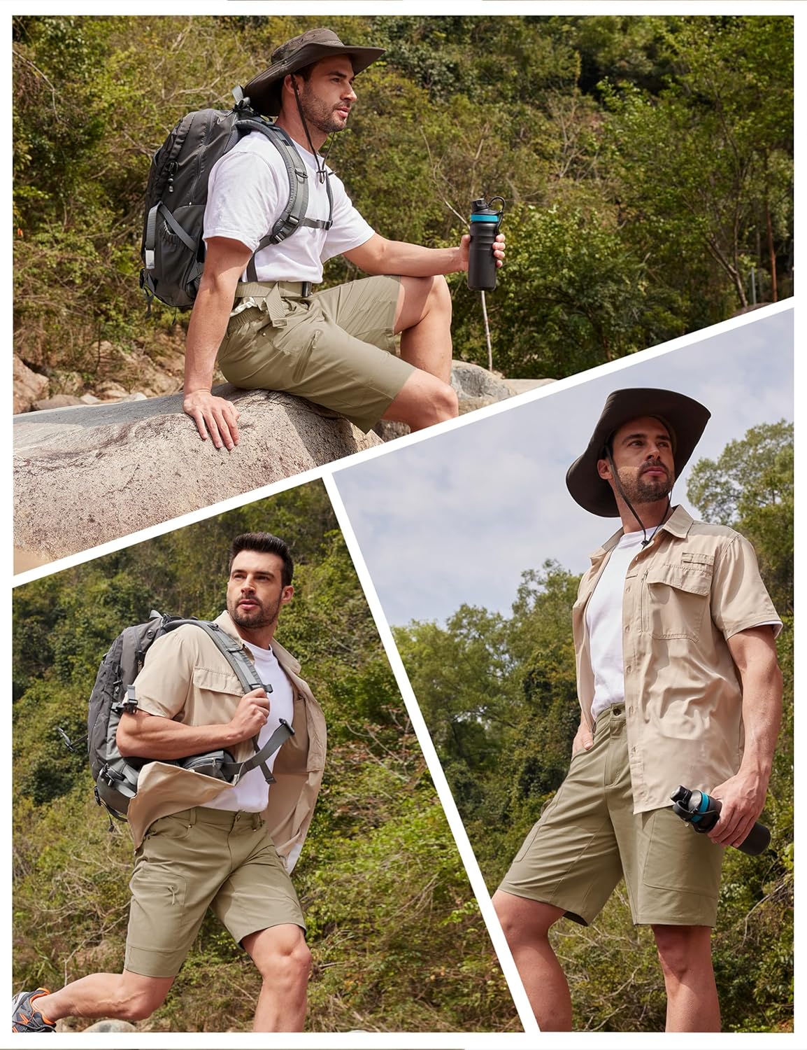TACVASEN Men's Hiking Cargo Shorts 10" Quick Dry Lightweight Casual Summer Outdoor Golf Shorts with 5 Zipper Pockets
