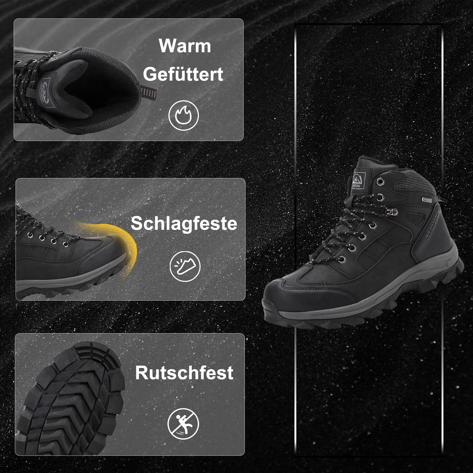 AX BOXING Scarpe Uomo Invernali Stivali Caldo Scarponcini Trekking Antiscivolo Scarpe de Neve Comode Stivaletti Outdoor