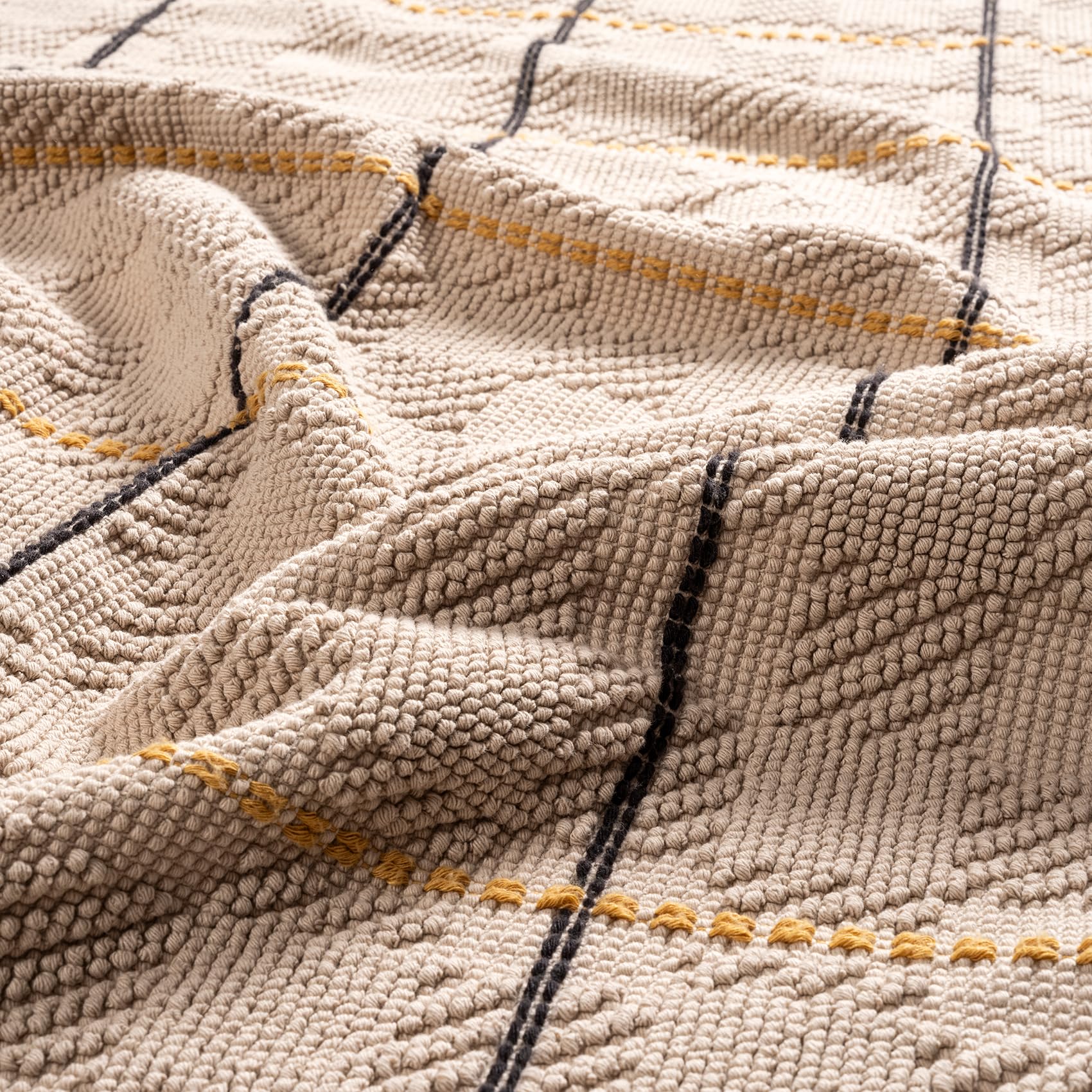 Costa Saçaklı Jakarlı Pamuk%100 Pamuk Kilim 90x140 Cm Bej