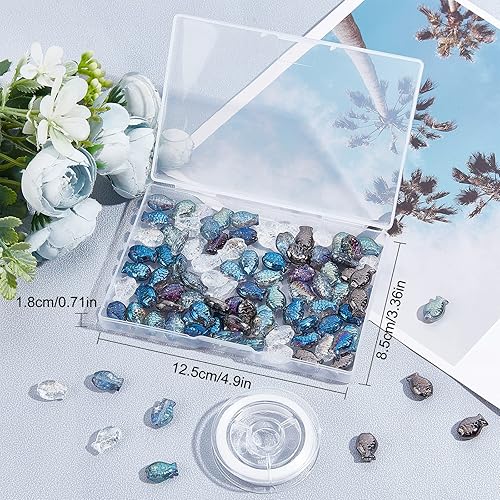 Miniatura 7 de SUNNYCLUE 1 caja de cuentas de vidrio de pescado galvanizadas cuentas de pescado para fabricación de joyas Kit de pulsera de cuentas de verano