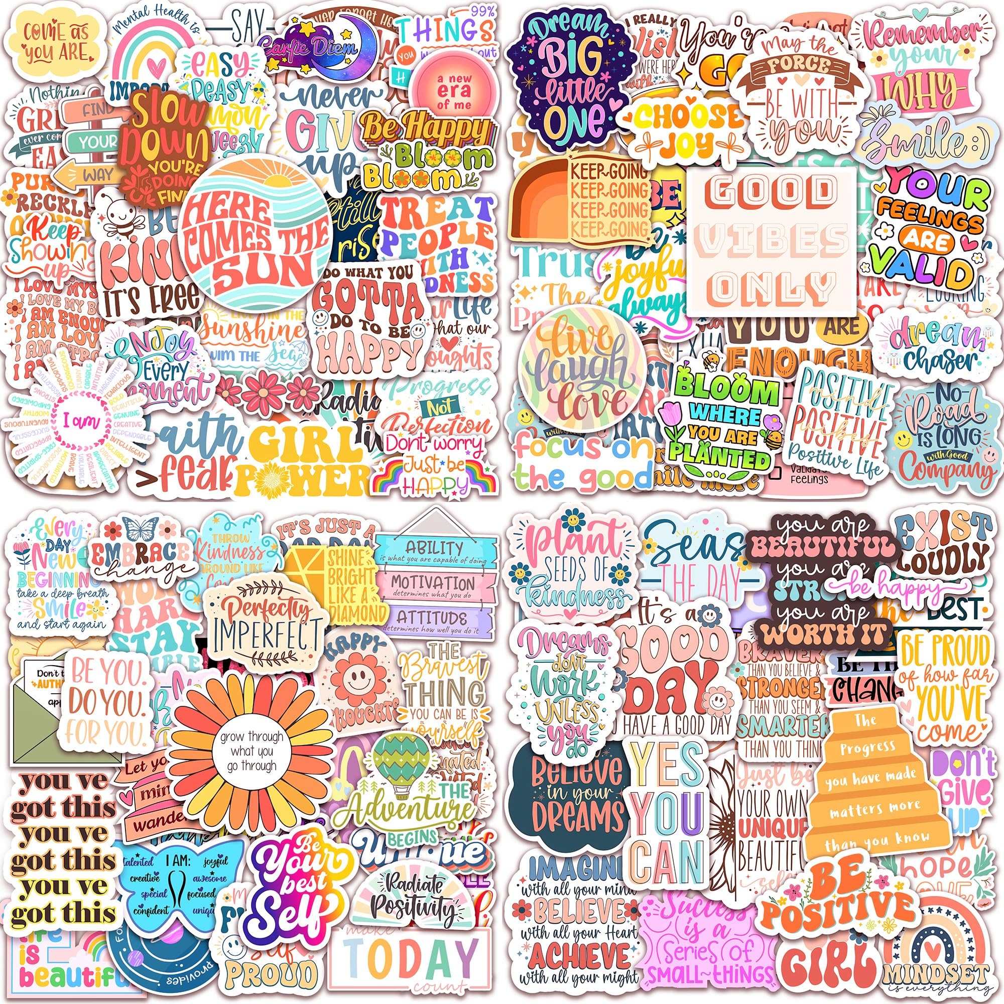 200PCS Affirmation Stickers, Holographic Motivational Sticker Pack, Positive Journal Encouraging Shiny Quotes for Kids, Teachers, Classroom, Waterproof Scrapbook Supplies (200)