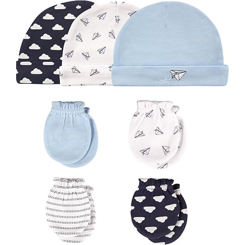 Hudson Baby Unisex Baby Cotton Cap and Scratch Mitten Set