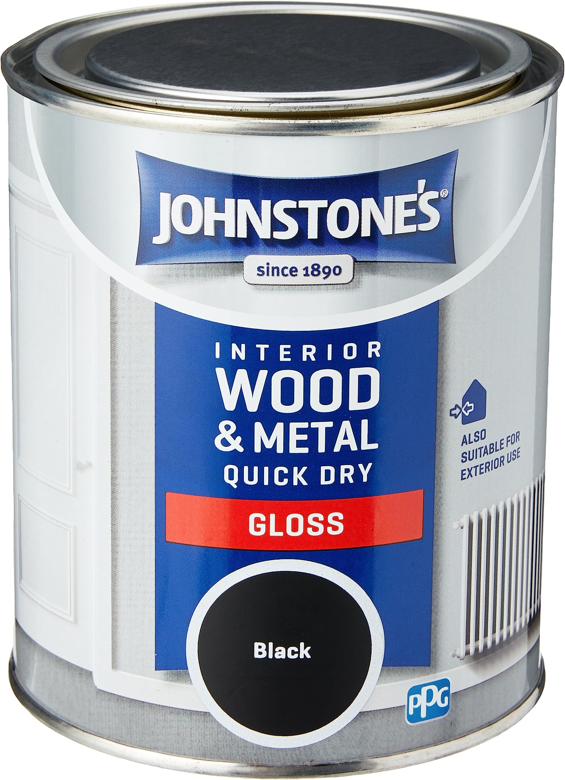 Johnstone's Quick Dry Gloss Black Gloss Finish Water Based