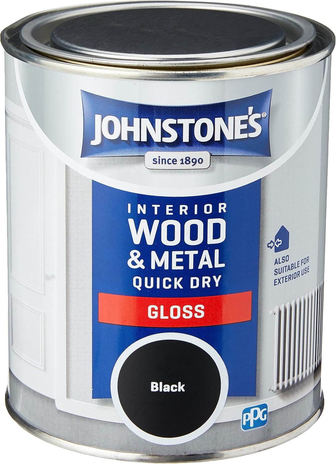 Johnstone's Quick Dry Gloss Black Gloss Finish Water Based