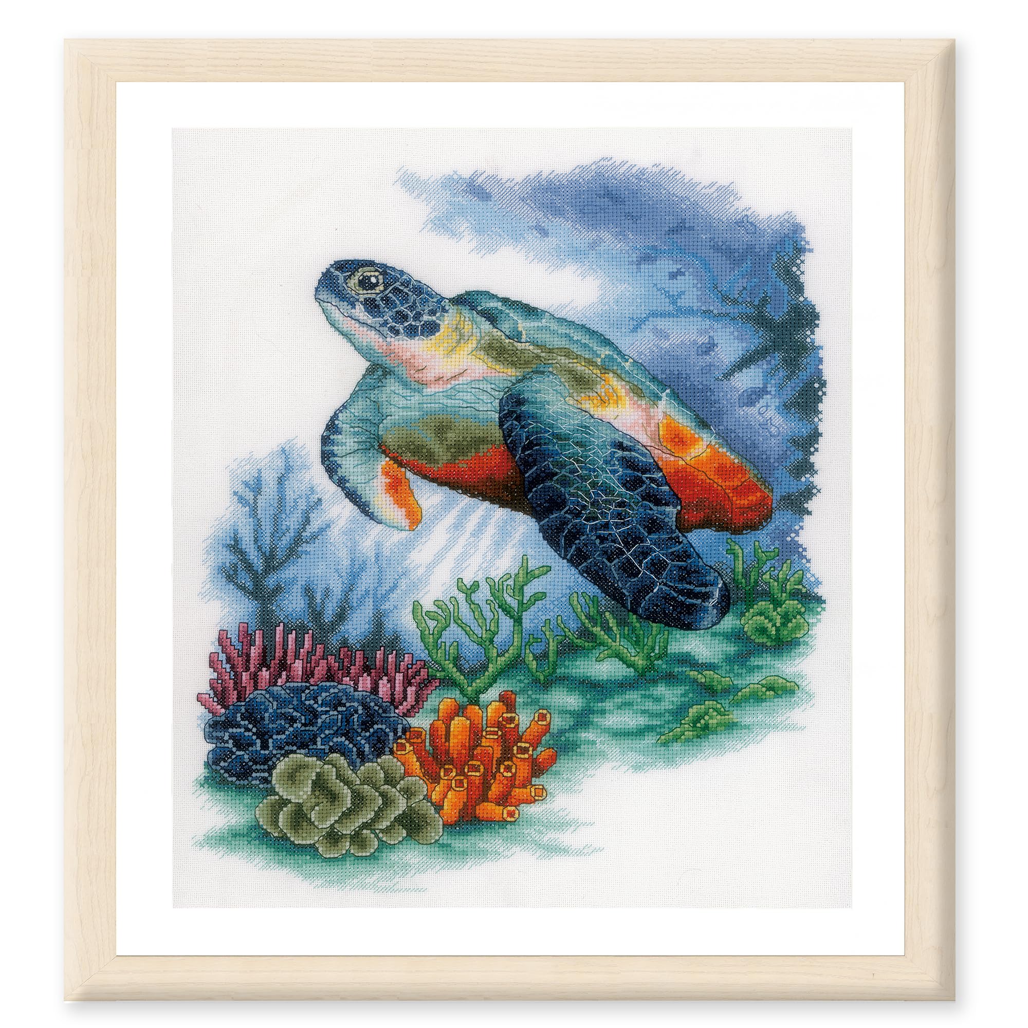 LANARTE Haft Krzyżykowy Liczony Zestaw Obraz do Haftu PODWODNE SKARBY Zrób to Sam Zestaw Kreatywny dla Dorosłych Rękodzieło Artystyczne 33 x 40 cm Dekoracja Ścienna DIY Cross Stitch Kit