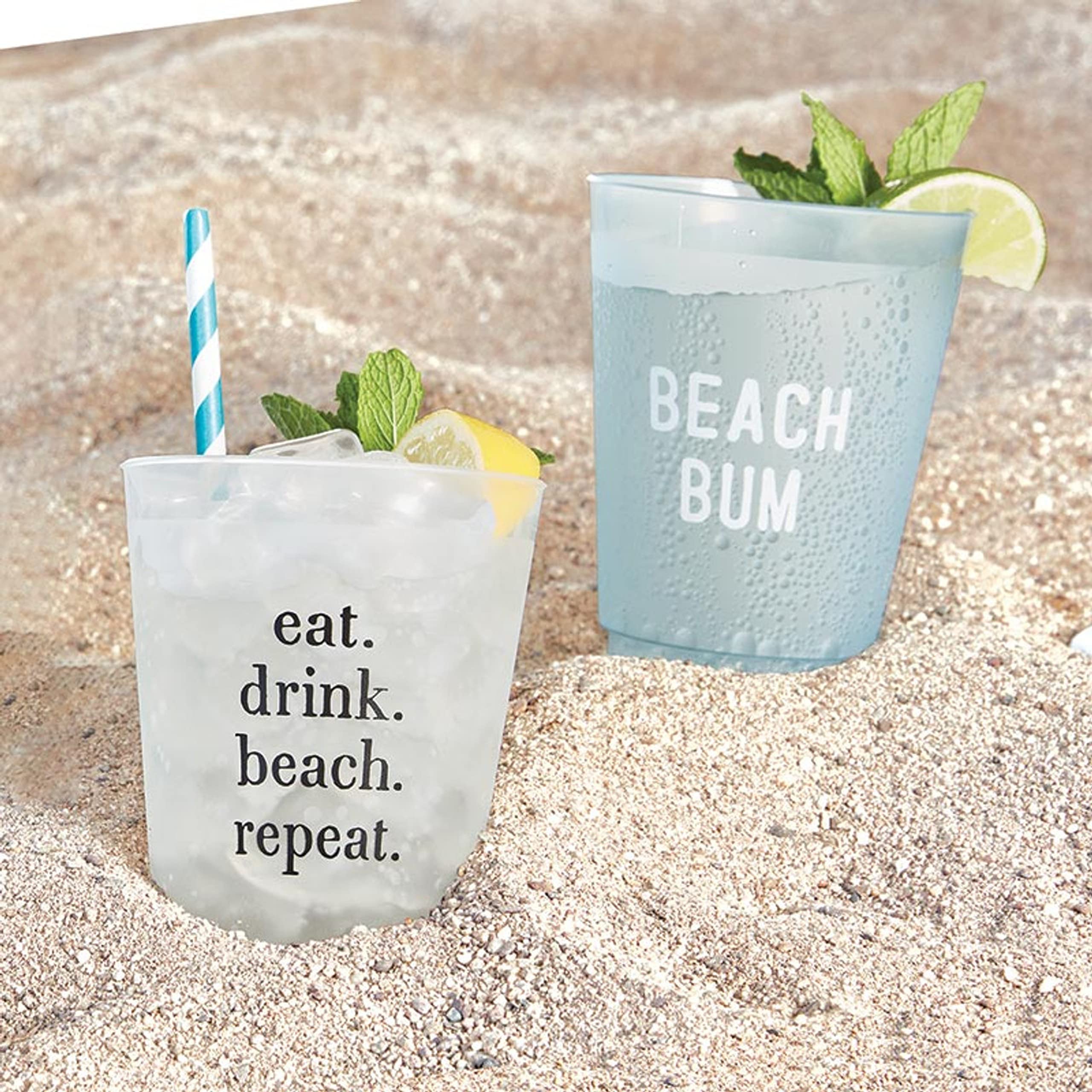 Santa Barbara Design Studio Party Cups Face to Face Designs BPA-Free Plastic Frost Cups, 16-Ounces, Beach Bum, 8-Count