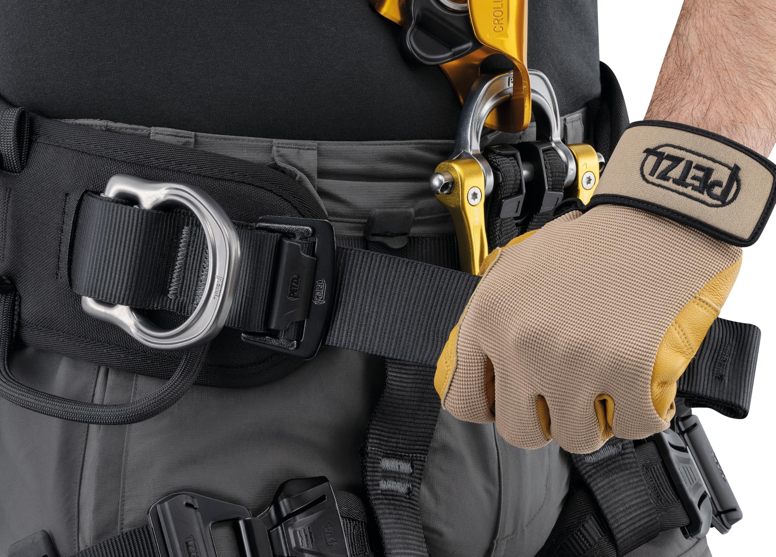 PETZL ASTRO - Imbracatura di accesso a corda, nero/giallo, nylon/poliestere/alluminio/acciaio, versione internazionale