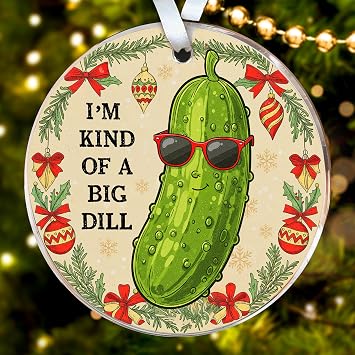 HEXMOZ Christmas Pickle Ornament 2025 - Funny Dill Pickles Gifts for Pickle Lovers, Pickles Themed Gifts for Women Men, Cute Gag Gift Ideas Decor - German Vintage Present Christmas Ornament