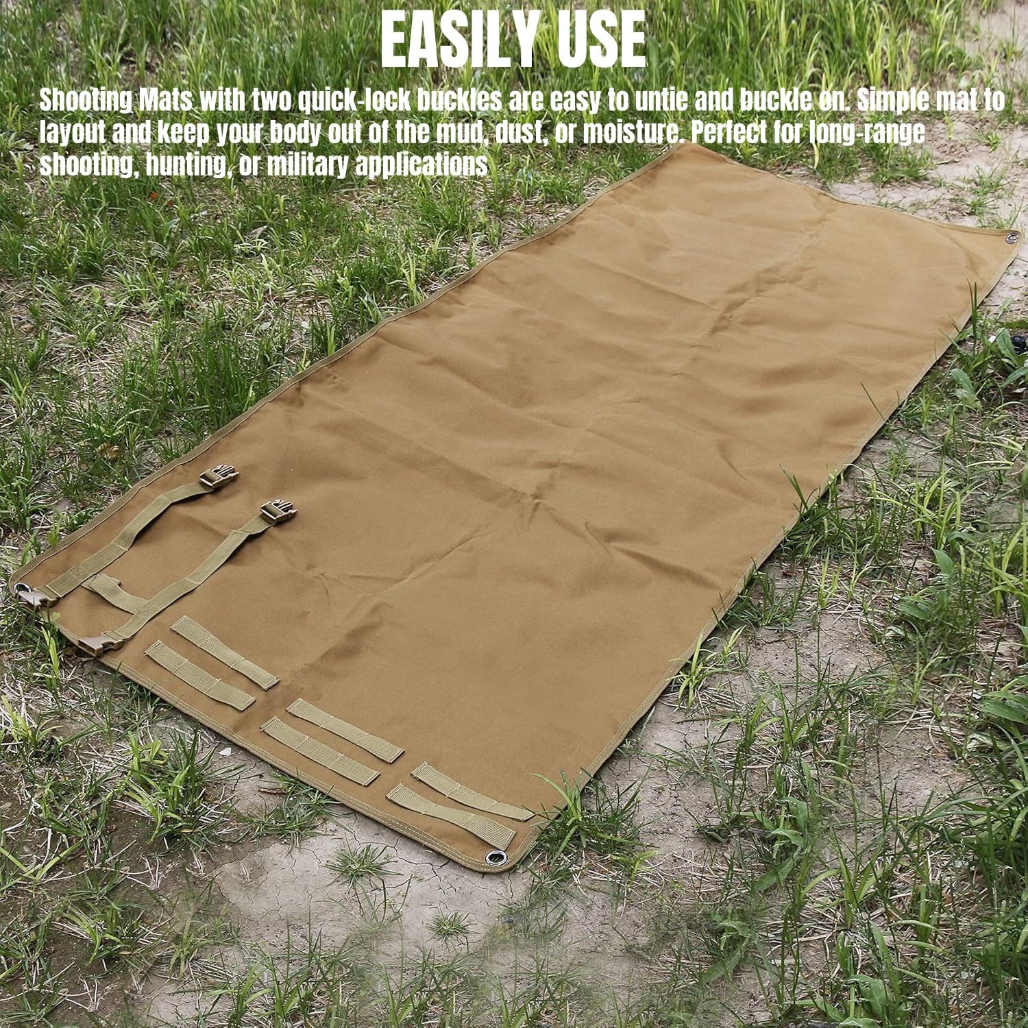 ProShoot Rollbare Taktische Schießmatte, rutschfeste Schießmatte aus 900D-Nylon mit Heringslöchern und MOLLE, Jagd- und Trainingsausrüstung (200 x 75 cm) (Green)