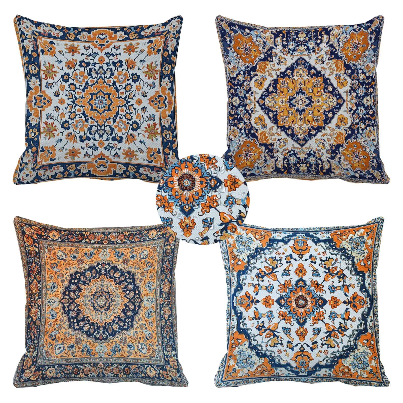 Coussin extérieur imperméable 45x45 orange pour canapé de terrasse
