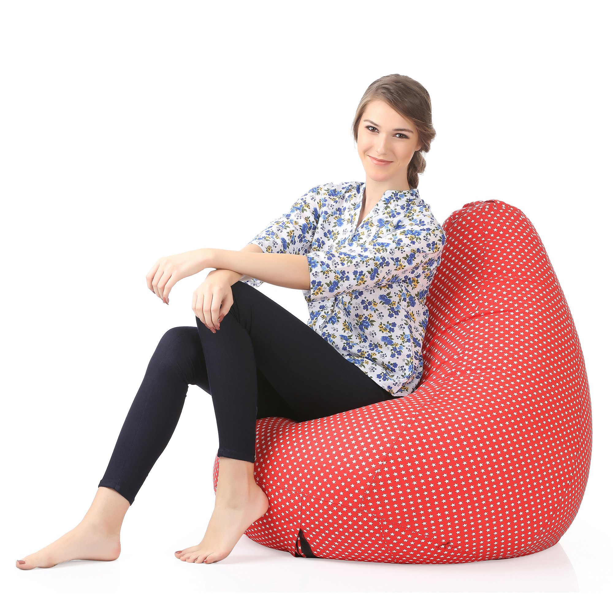 Style Homez Classic Cotton Canvas Star Printed Bean Bag XXXL Size Cover Only 1