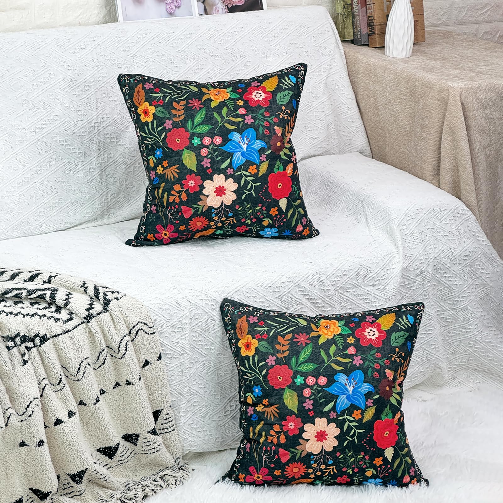 HZYKDWD Lot de 2 Decorative Housse de Coussin 50x50 cm Boho Ethnique Vintage Housses Coussins Décoratifs Taie 20x20 Pouces Double Face Imprimé Taie d'oreiller pour Maison Canapé Salon Chambre HZYKDWD Lot de 2 Decorative Housse de Coussin 50x50 cm Boho Ethnique Vintage Housses Coussins Décoratifs Taie 20x20 Pouces Double Face Imprimé Taie d'oreiller pour Maison Canapé Salon Chambre